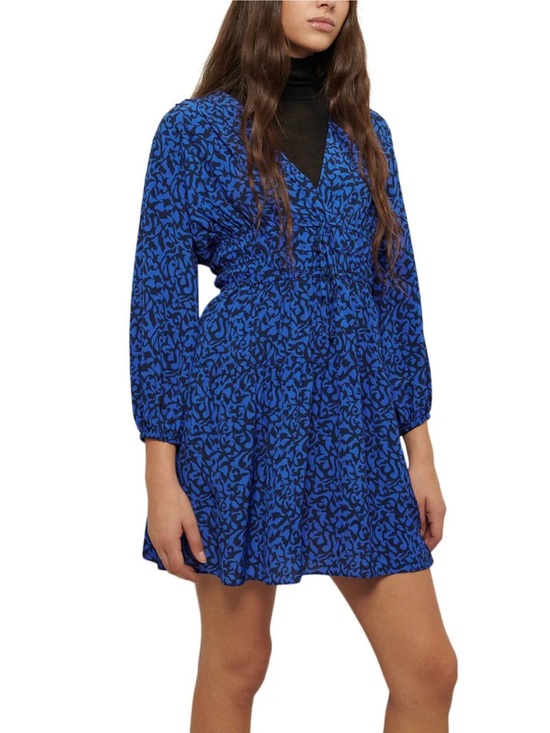 Derek Lam Dresses & Skirts - Derek Lam Blue and Black Printed V-Neck Mini Dress